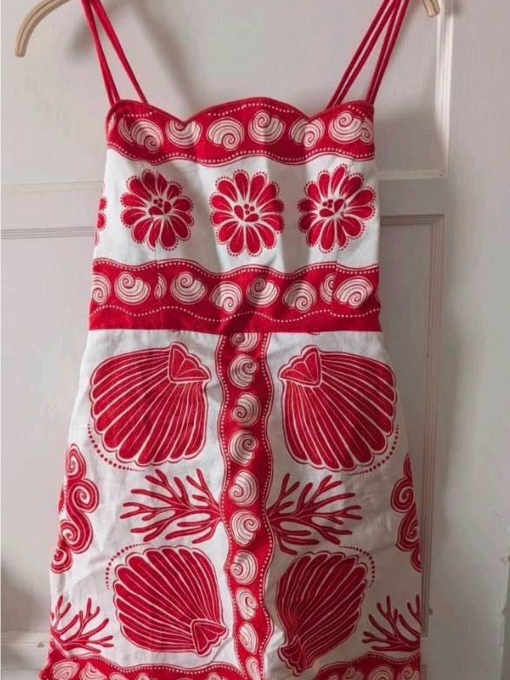 FARM Rio Red & White Shell-Print Sundress